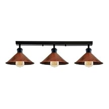 Rsylight Retro Rustik Metal Masa Üstü 3 Lü Siyah Bakır Patinalı Sıralı Avize 60 Cm Siyah