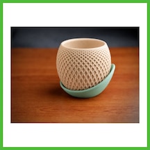 Vaveni 3d Baskı Küre Saksı - Kafes Dokulu İki Parçalı Dekoratif Saksı - Bej-mint Arz