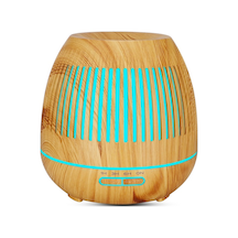 400ml Ultrasonik Nemlendirici Ve Aroma Dağıtıcı, 7 Renkli Led Işık Ve Otomatik Su Kapanma Özelliği - Ev/ofis Kullanıma Uygun - Açık Ahşap