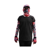 Captain Fisherman Style Set Cap + Eldiven + Kolluk + Buff Camo Red Kırmızı