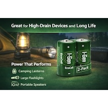 Batteries R20 Ecocell D Boy Pil 1.5v Büyük Boy Pil 2, 2'li Paket