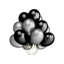 30 Adet Metalik Sedefli Siyah-gümüş Gri Helyumla Uçabilen Karışık Balon