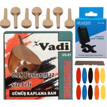 Vadi 0.18 Kısa Sap Gümüş Kaplama Bağlama Teli 5'Li Ekonomik Set