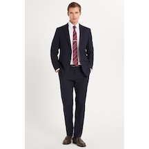 Tudors Erkek Slim Fit Mono Yaka Likralı Esnek Kumaş Lacivert Takım Elbise-33905 Lacivert