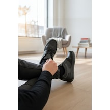 Enoch Erkek Günlük Spor Ayakkabı Kalın Tabanlı Sneaker Geometrik Logolu Ve Dikişli Model Siyah