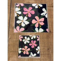 2 Adet Çiçekli Ütü İle Yapışan Traansfer Baskı Arma 19x19-11xx11