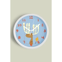 Uçurtma Uçuran Sevimli Geyik Çocuk Odası Duvar Saati - 35cm - Önü Camlı Beyaz Kasa Beyaz
