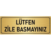 Metal Yönlendirme Levhası, Departman Kapı İsimliği  Lütfen Zile Basmayınız 7x20 cm Altın Renk