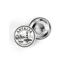 5 Adet İğneli Çanta Rozeti - Eski Liman - Antalya - 44 MM Çok Renkli