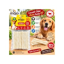 Majo Beyaz Burgu Çubuk Twisted Stick Köpek Ödülü 12 Cm 30 Lu Avantaj Paket Doğal Sığır Eti