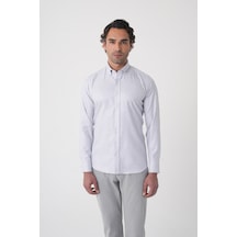 Bisse Regular Fit Paşa Yaka Pamuk Gri Erkek Gömlek Gmeks4k242004 D55 Gri