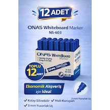 Onas Whiteboard Marker Ns-603 Mavi Tahta Kalemi 3 Mm Yuvarlak Uç 12 Adet Çok Renkli