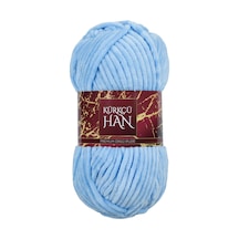 Kadife Yün Pastel Gök Mavisi 100gr %100 Polyester Yumuşak Pofuduk Örgü İpi