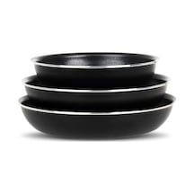 All-ın-one Titanium 4 Parça Set: 20-24-28cm Tava 1 Adet Özel Sap Açık Gri