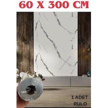 60cmx300cm Tek Parça Yapışkanlı Rulo Mermer Desenli Duvar Paneli Kağıdı Silinebilir Cf-1003-kyra Beyaz