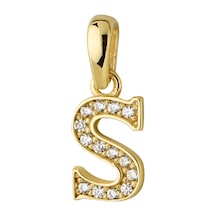 Goldkupe 14 Ayar Altın S Harfi Taşlı Kolye Ucu 0,50 Gr-6348 Altın