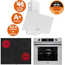Afm Tech Ve Ferre Moe Sessiz Vitro Elektrikli Beyaz D087-SA + MS263 + FM7701 Ankastre Set