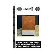 Altın Şeritli Taba Rengi Deri Not Defteri Yazı Aracı Günlük Ajanda Özel Defter Çok Renkli