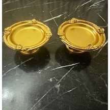 2'li Gold Metal Kaplama Kahve Yanı Lokumluk-ayaklı, Şık Sunumluk- Kahve Yanı Lokumluk