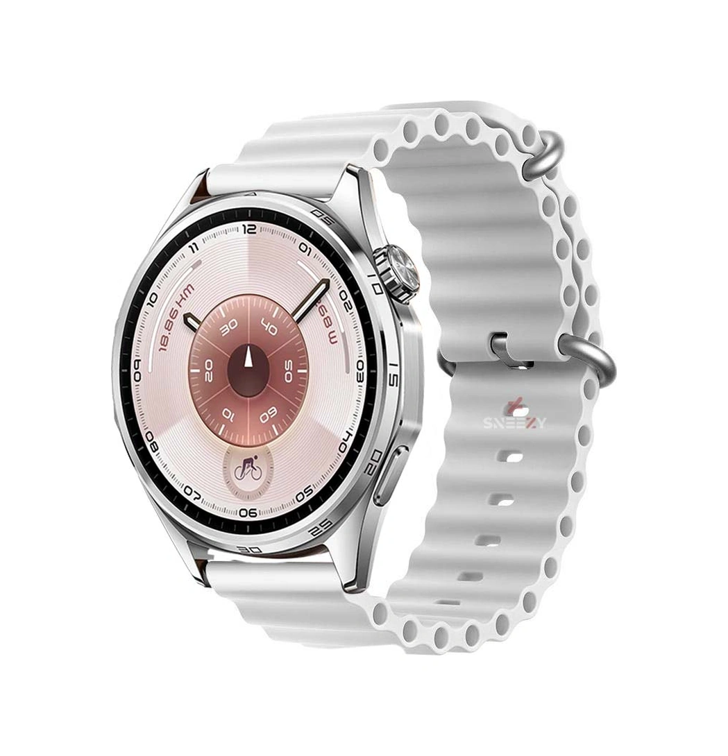 Huawei Watch Gt6 46mm İle Uyumlu Dalga Desenli Tokalı Yumuşak Ocean Soft Silikon Kordon
