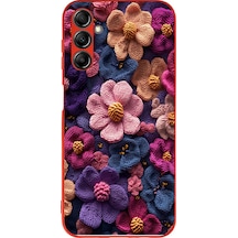 Samsung Galaxy A14 Uyumlu Çiçek Örgüsü Baskılı Silikon Kılıf Renkli