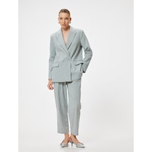Koton Kumaş Pantolon Crop Paça Cepli Pile Detaylı Gri 5wak40008pw Gri
