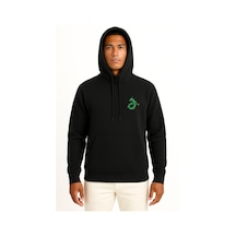 Kapüşonlu Rayquaza Cep Baskılı Unisex Sweatshirt Siyah