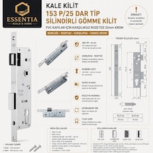 Kale Kilit 153 P/25 Dar Tip Silindirli Gömme Kilit 25mm Krom Çoklu Renk