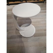 Mercan Mobilya Tekerlekli C Sehpa Yan Sehpa Beyaz Yuk: 55 Çap:40 Beyaz