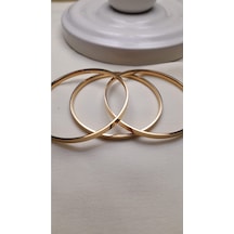 Uzel Çelik Kadın Ajda Kibrit Çöpü 4 MM Kalın 3lü Bileklik Gold