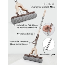 Kendinden Sıkma Mekanizmalı Mikrofiber Kelebek Mop & Paslanmaz Çelik Saplı & Sünger Sıkmalı Mop