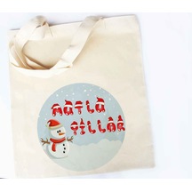 Ham Bez Çanta Yılbaşı Baskılı Kardan Adam