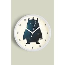 Kozmik Canavar Temalı Modern Duvar Saati - 42cm - Önü Camlı Beyaz Kasa - Sessiz Mekanizma Beyaz