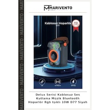 Delux Serisi Kablosuz Ses Kutlama Müzik Bluetooth Hoparlör Rgb Işıklı 10w D77 Siyah
