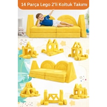 14 Parça Yapı Oyuncak Modüler Bebek Ve Çocuk 2'li Koltuğu Sarı