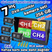 4 Adet Metal Kasa Ledli Kamera 7 İnç Qled Ips Dvr Monitör 12 24 Volt 256 Gb