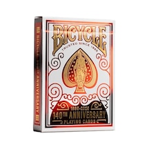140th Year Anniversary Oyun Kartları, Özel Basım - Special Edition Kırmızı Ve Altın Folyo, 1885 Tarihi Aslar, 1885 Ve 2025 İle İşaretlenmiş Kesim Kartları, Hava Yastığı Kaplaması