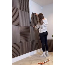 Ceviz 40x40cm Yeni Nesil Akustik Ahşap Duvar Paneli