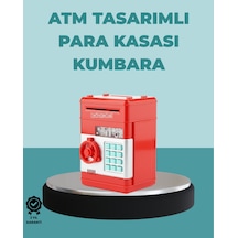 Şifreli Kırmızı Atm Tasarımlı Çelik Kasa Görünümlü Kumbara