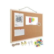 Mantar Pano Ahşap Çerçeve 45x60 Cm 1 Adet Harita Çivisi Hediyeli Duvara Monte Mantar Çerçeve Evde Okulda Büroda O Diğer