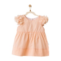 Andywawa Kız Bebek Kolları Tüllü Somon Rengi Elbise Takım AC21752