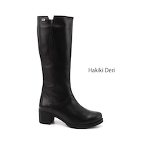 Gönderi(R) Gönderi R Kadın Siyah Fermuarlı Kalın Topuklu Hakiki Deri Çizme Gkzc13446529 Siyah