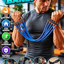 Çok Amaçlı Fitness Direnç Lastiği Saplı Ev Egzersiz Ve Antrenman Bandı Çok Renkli