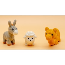 Örgü Görünümlü 3d Baskı Kuzu Heykelciği - Dekoratif Eşek Ve Deve Figürü - Amigurumi Tarzı Modern Biblo - Bebek Odası Aksesuarı