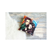 Demon Slayer Tanjiro And Nezuko Desenli Kare Yastık Kılıfı Çok Renkli