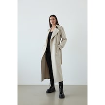 Durivya Apoletli Oversize Trençkot Taş Rengi