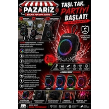 Wıreless Bluetooth Portable Speaker Bs-296 8w Rgb Kablosuz Hoparlör Scooter Ve Bisiklet Uyumlu Bluetooth Hoparlör Taşınabilir Şarjlı Rgb Işıklı 1800 Mah Ipx7 Su Geçirmezlik Dış Mekan Hoparlör