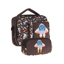 Kaukko Kids Erkek Çocuk Siyah Roket Baskılı Üç Bölmeli Thermo Beslenme Çantası Ve Kalemlik Seti L7264+l8264 Siyah