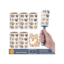 Tüy Toplayıcı Roller Seti, 6 Rulo, Kedi Ve Köpek Tüyü Temizleyici, Ergonomik Sap, Hassas Yüzeylere Uygun