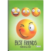 Çınar Best Friend Spiralli Plastik Kapak A4 72 Yp Kareli Yeşil